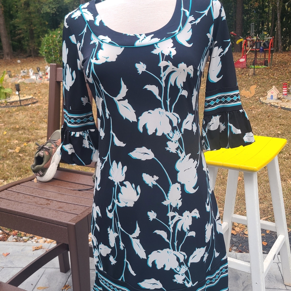 LOFT Black and White Floral Dress